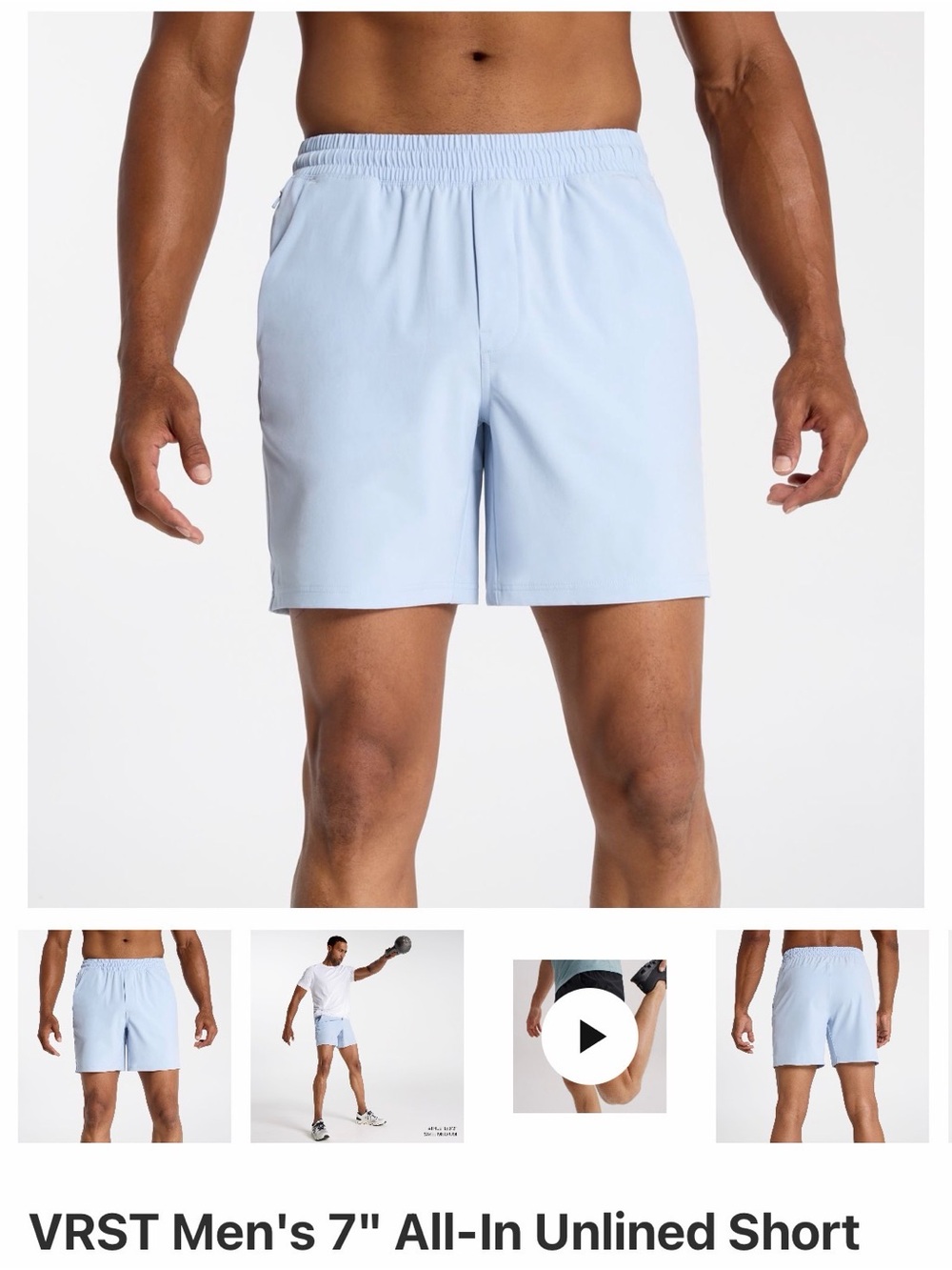 VRST Men's 7" All-In Unlined Short — THIS PAIR AQUA DUST SHINE
